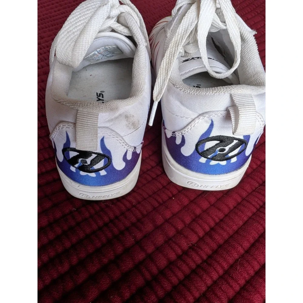 Heelys Pro 20 Rainbow Flames Sneakers Youth Size 4 Shoes Kids White Wheels